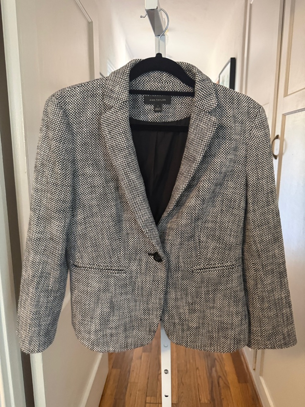 Ann Taylor Black and White Tweed Blazer